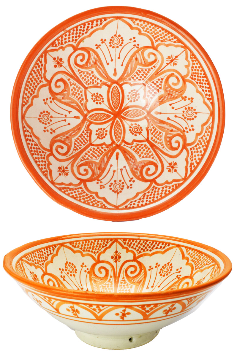 Orientalische Keramikschale Schale Liyah Orange - 25cm -