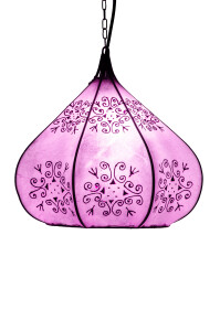 Hennalampe Kabir Lila 35cm | Orientalische Lampe aus...