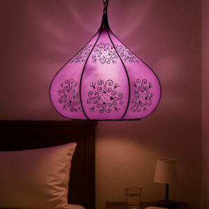 Hennalampe Kabir Lila 35cm | Orientalische Lampe aus...